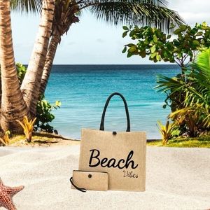 NWT Beach Tote Bag & Wallet